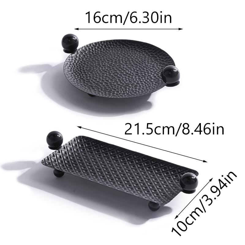 Black and White Square Round Tray