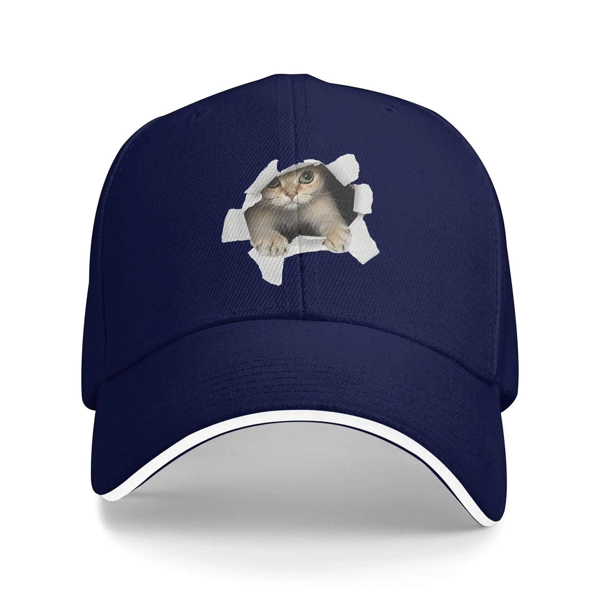 

3D Cat Baseball Cap y2k Cool Trucker Hat Summer UnisexTeens Running Hippie Snapback Cap One Size