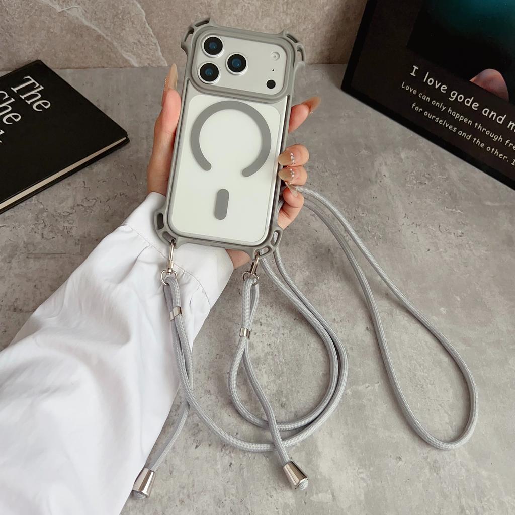 Creative Drone Four Corner Anti Drop Magnetic Case For iPhone 17 16 15 14 13 12 Pro Max for Magsafe Transparent Crossbody Shell