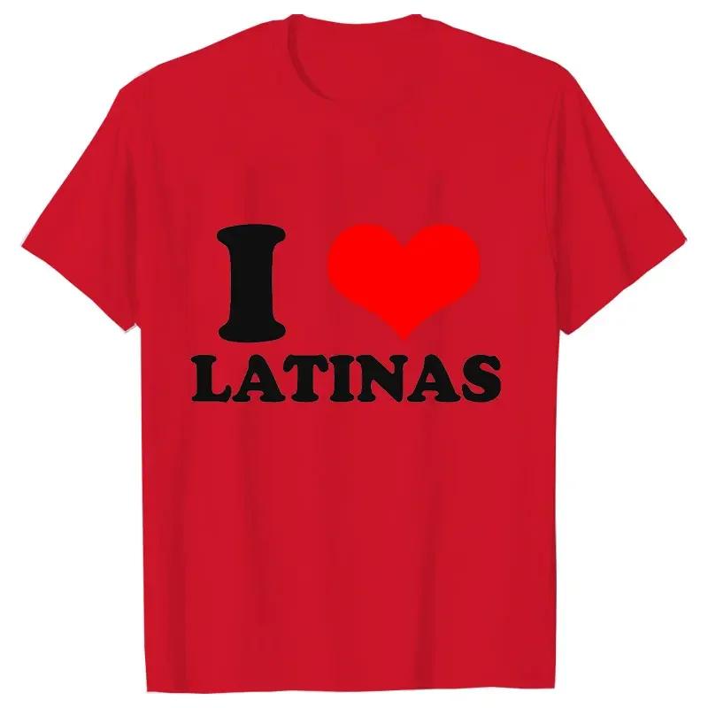T-shirt for Men I Love Latinas Men Tops Casual Clothing Vintage Sportswear I Heart Latinas Design Oversized Clothes Trend Tshirt