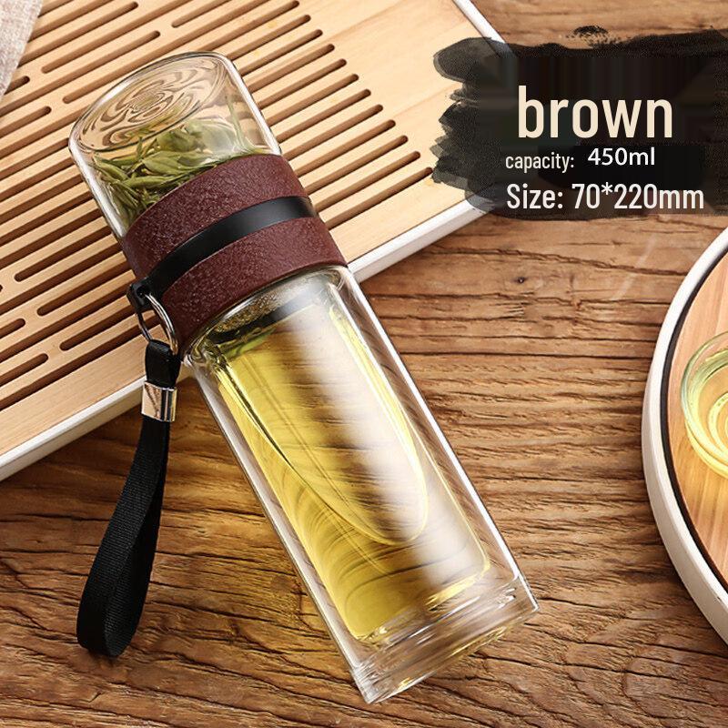 Portable Double-Layer Glass Tea Infuser Cup