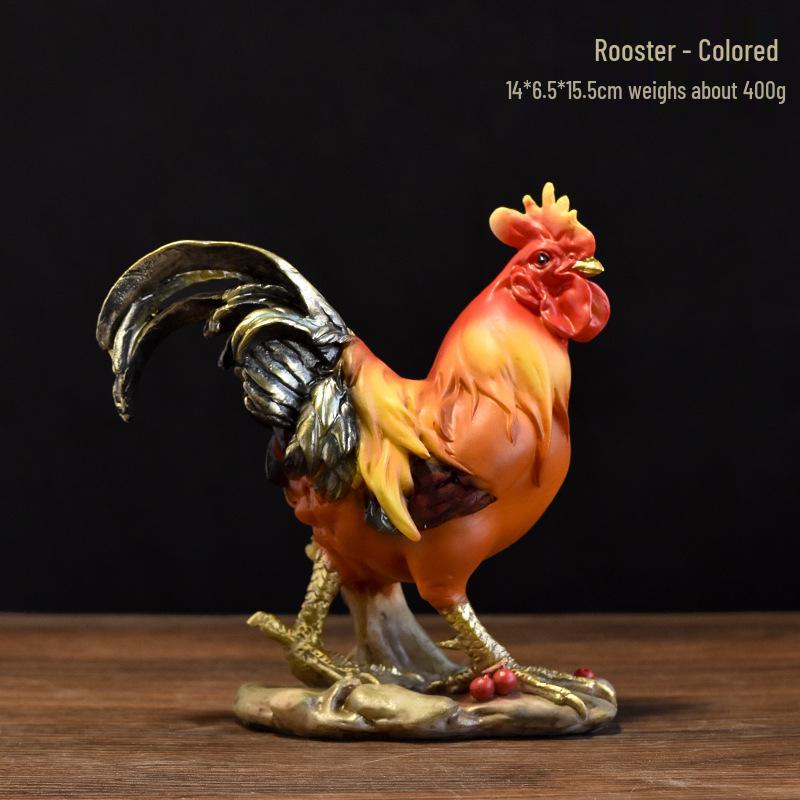 Realistyczna ozdoba z żywicy w kształcie koguta do dekoracji ogrodu lub rancza