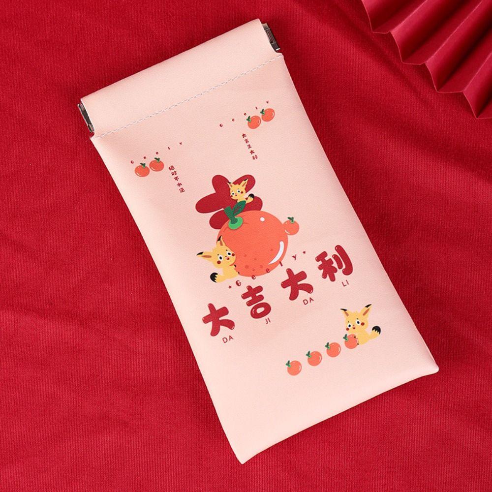 Printing Mini Cosmetic Bag New Year Red Glasses Bag Small Item Bag Lipstick Storage Bag  Girls