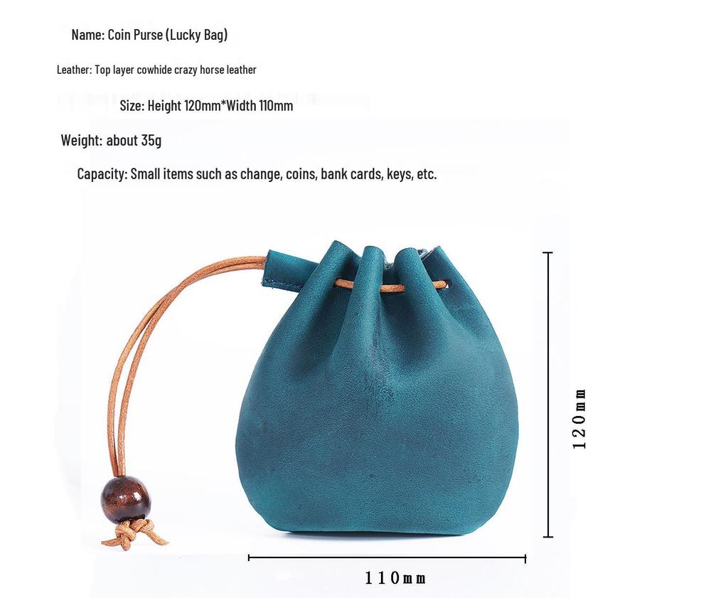 Vintage Läder Kohud Dragsko Myntväska - Liten Clutch Plånbok
