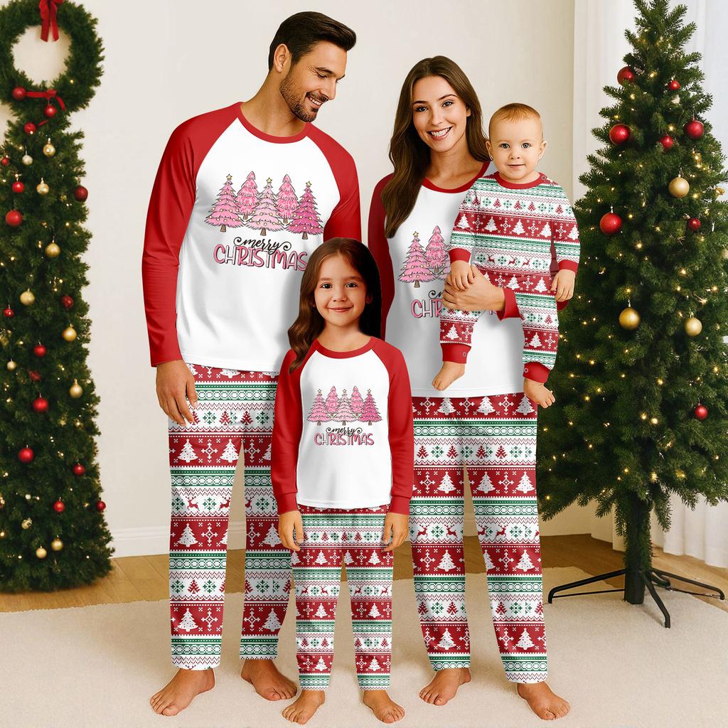 Family Matching Print Sets Pajamas Loungewear Outfits Family Matching Long Sleeve Tops+Pants Set