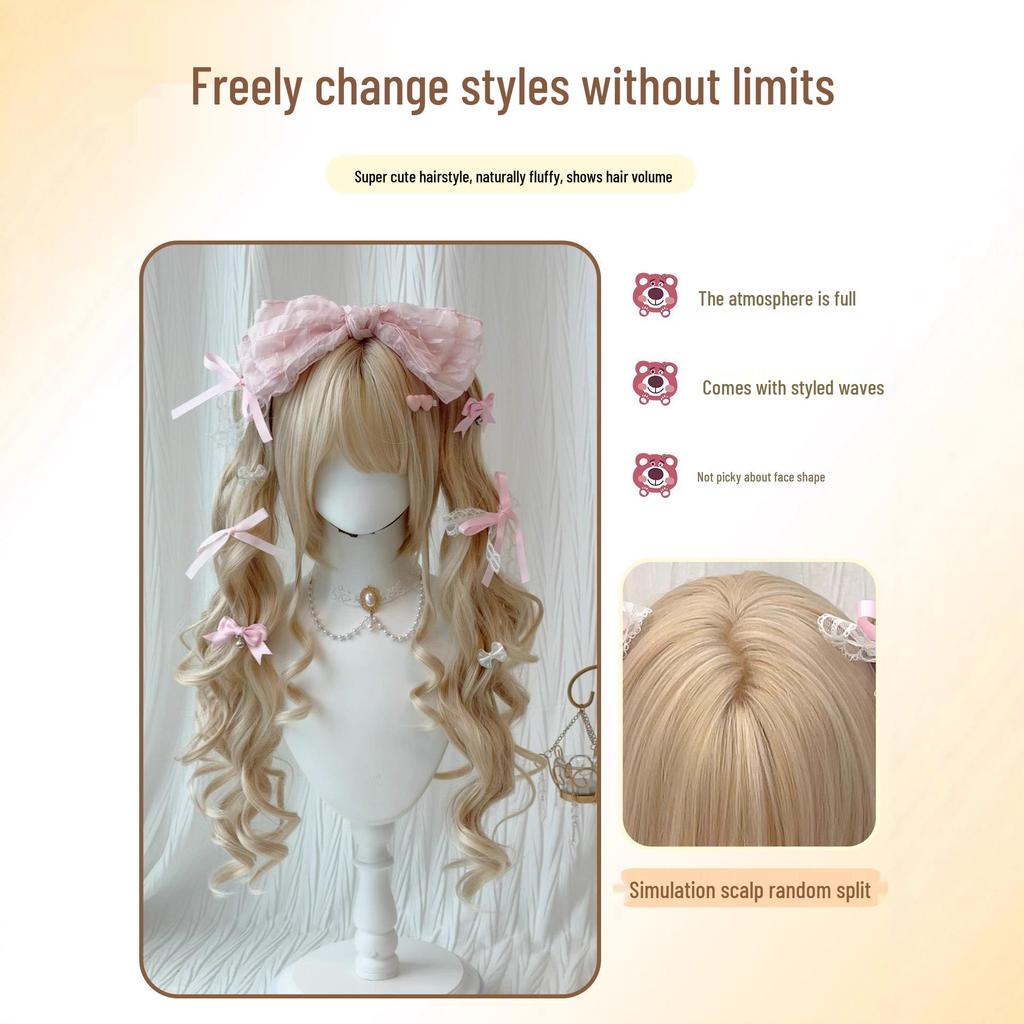 Cross-Border Double Ponytail Lolita Wig - Japanese Roman Curl with Tiger Mouth Clip