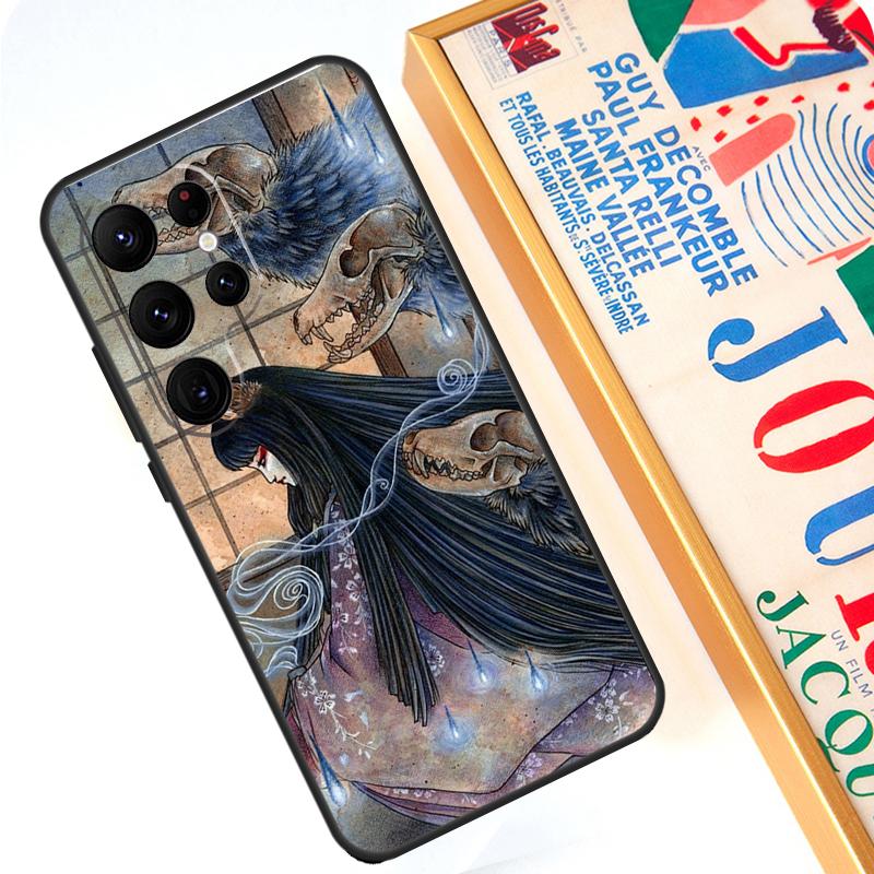Kitsune Fox Art Case For Samsung Galaxy S23 Ultra S24 S22 S8 S9 S10 Plus Note 10 20 Ultra S20 S21 FE Cover