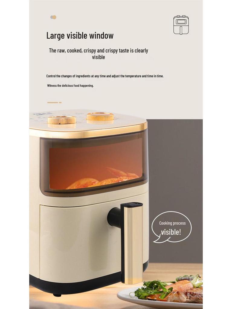 6L Intelligenter Heißluftfritteuse: Tragbar, Multifunktional, Ölfrei, Rauchfrei, Automatisches Visuelles Kochen