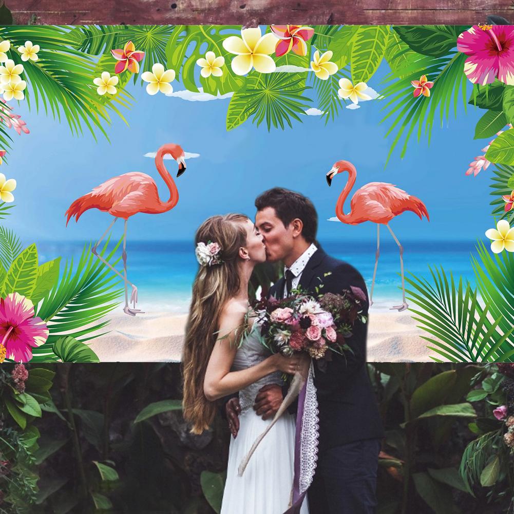 Hawaii Party Flamingo Hintergrundtuch Wanddekoration Tropische Hawaiianische Party Fotokabinenhintergrund Flamingo Banner Foto-Requisiten