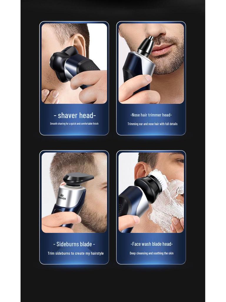 Magnetic Blade Head Electric Shaver: Washable, Fast Charging, Multi-functional Men's Beard Trimmer