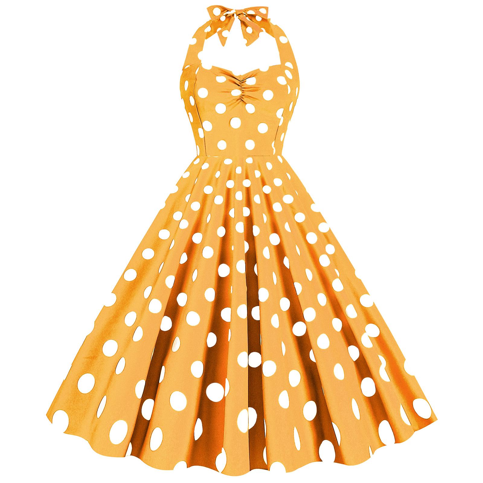 

Women s Retro Hepburn-Style Dress With Pleated Polka Dots And Slimming Wide Skirt XXL