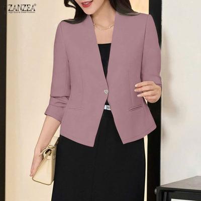 Cardigan Chemisier Casual pour Femme à Col en V Couleur Unie Manches Longues