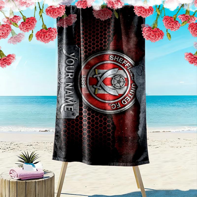 Serviette de plage imprimée Sheffield United F.C., Grande serviette douce à séchage rapide pour la plage, le camping, la natation