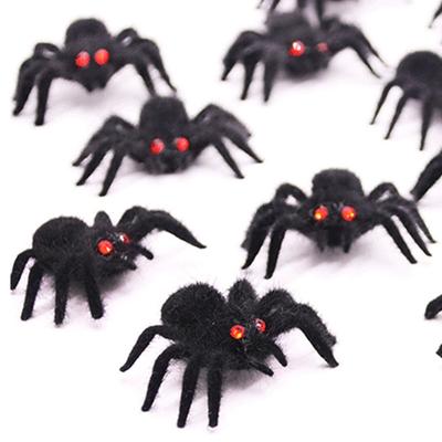 Realistic Flocking Black Spider 3D Artificial Spider Halloween Plush Spider  Party Prop