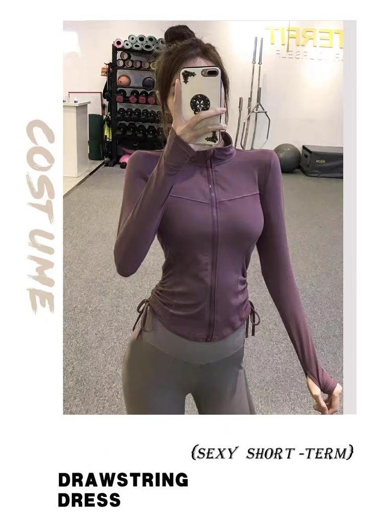 Women's Spring Slim Fit Quick-Dry Yoga Running Zipper Cardigan Long Sleeve Sunscreen Jacket