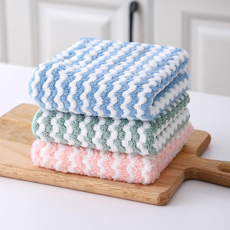 1/3/5Pcs Wavy Striped Towel Thick Soft Skin Friendly Super Absorbent Quick Drying Home Bathroom Kitchen Use