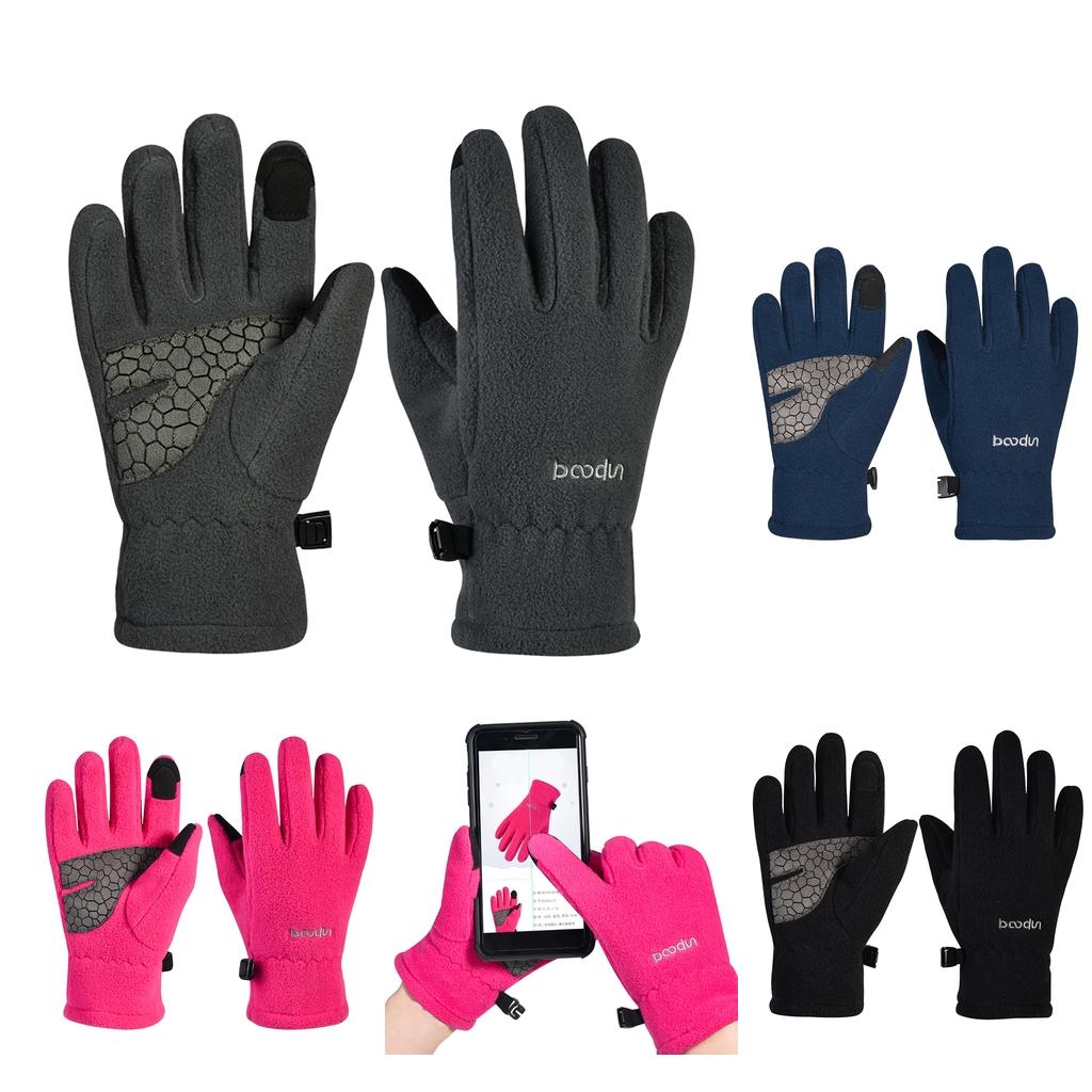 Kids Bicycle Gloves Polar Fleece Warm Anti Slip Full Finger Cycling Mitts for Outdoor Sports Riding