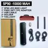 Luce per Bicicletta Anteriore 10000mAh Power Bank per Bici Torcia Impermeabile Ricarica USB Lampada per Ciclismo MTB Strada Accessori