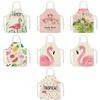 Adult & Child Flamingo Cartoon Faux Linen Apron - Ideal for Kitchen, Logo Work, and Advertising