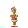 Christmas Tree Ornament with Green Character in Santa Outfit Holding Bah Humbug Sign, Festive Holiday Hanging Decoration, Durable Resin, 5 Inch