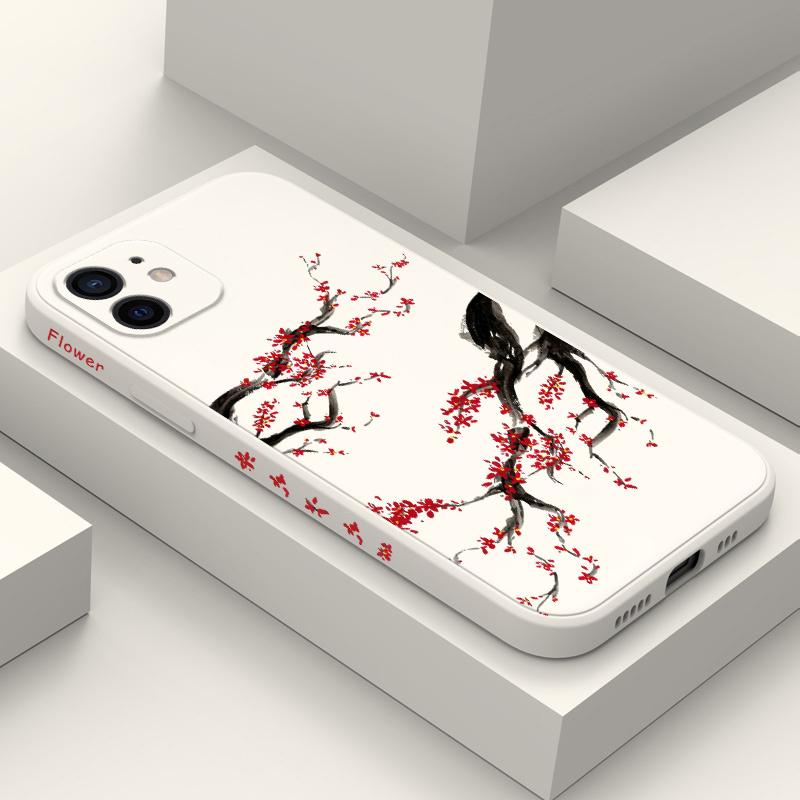 Cold Plum Snow Phone Case For iPhone 12 11 X XR XS 8 7 SE2 Plus Pro Max Mini Silicone Cover