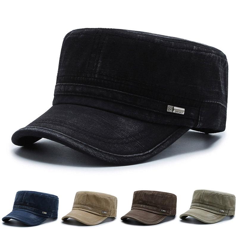 Gewaschene Baumwolle Flache Kappe Militärkappe Damen Herren Kadett Armee Kappe Retro Armee Hüte Knochen Mann Kappe Sommer Outdoor Fischer Sonnenschutz Kappe