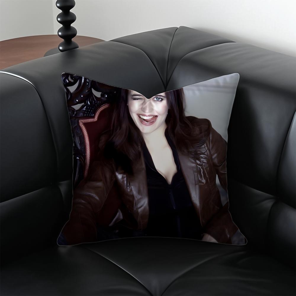 EEva Green Cushion Cover Pillow Case Antidustmite Invisible zipper silky plush cushion