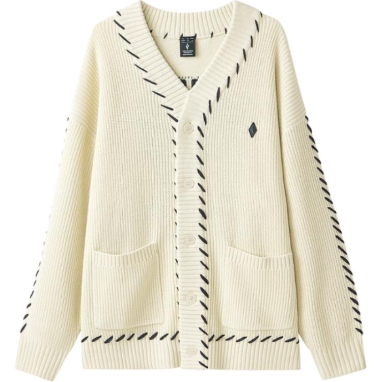 Skechers X Romantic Crown Logo Print Drop Shoulder Long Sleeve Knit Sweater Unisex sweater Dove-White L424U123-029Y M