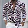 Men's Leopard Print Long-sleeved Shirt, Trendy Retro Slim-fit Turn-down Collar Casual and Stylish Men's Shirt, Sizes