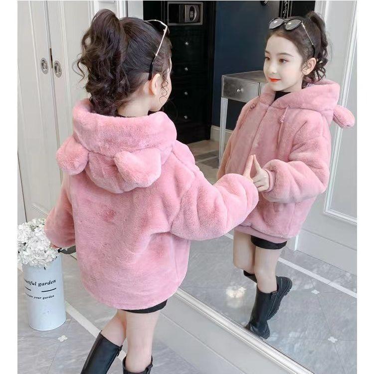 Giacca invernale per bambini e bambine, cappotti in pelliccia sintetica, spessa e calda, tuta da neve con cappuccio, parka, abbigliamento per bambini