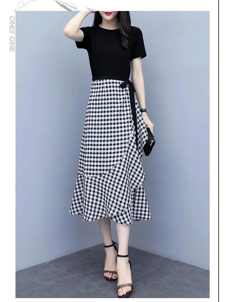 Elegant Plaid Suit Dress 2026: Women's Waist-Cinched Two-Piece Set