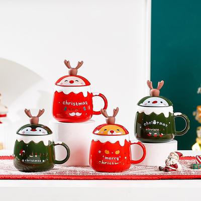 Caneca de veado tridimensional fofa de desenho animado presente criativo de natal xícara de cerâmica xícara de água de escritório xícara de café