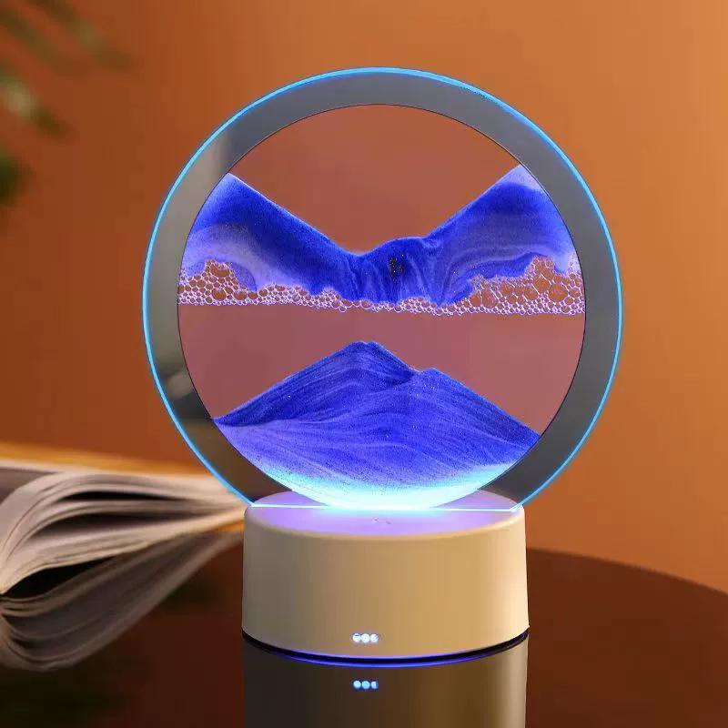 1Pack Dimmable 3D Dynamic Quicksand Lamp | Deep Sea Sandscape Art Night Light for Bedroom/Office, Decorative Bedside Table Lamp