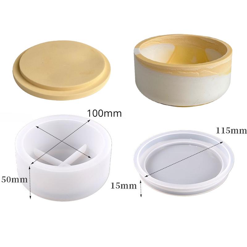 Circular Storage Box Silicone Mold Stripe Candle Cup Plaster Resin Mould DIY Jewelry Gypsum Storage Jar Concrete Silicone Mold