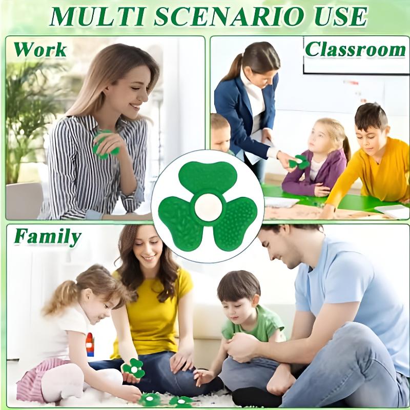 Clover Fidget Spinner Sensory Stone Toy Creative Silicone Textured Worry Rocks Improve Focus Anti-Distraction Finger Toy