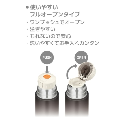 Thermos Water Bottle Stainless Steel Bottle Cup Type 500ml Stone Black FFM-502 STB
