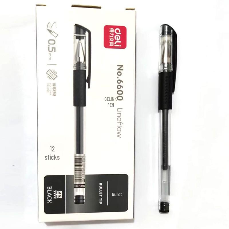 Deli Carbon Fiber Gel Pens: Retractable, Water-Based, Ideal for Students, Business Signatures, Meeting Notes, and Finance.