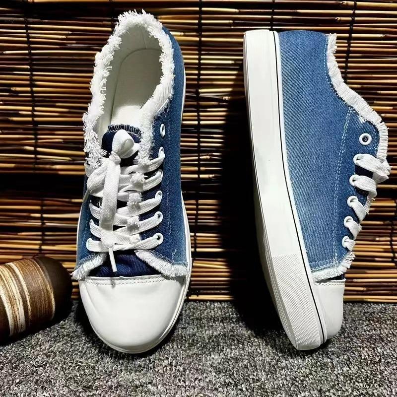 

Европейская и американская внешняя торговля большой размер 4443 граффити холщовые туфли женские 2025 новый этнический стиль ленивые плоские туфли легкие кеды 44 джинсовый