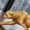 Figurine d'Animal en Résine Modèle Léopard Doré, Statue Vivante, Posture Accroupie ou Courante, Ornement de Haute Qualité pour Meuble TV, Entrée, Bureau, Pendaison de crémaillère,