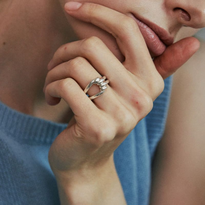 green [925 silver] Five.silver.225 / lace ring