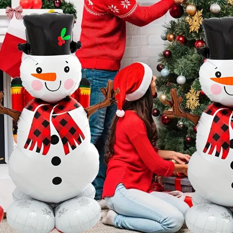 2pcs Festive Christmas Snowman Balloon,Standing Foil Inflatable,Perfect for Holiday Mall or Home Decor, Christmas Decorations