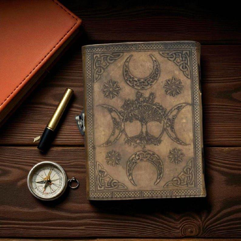 Book Of Shadows, Leather Grimoire, Leather Journal, Magic Book, Celtic Journal The Morrigan, Leather Book Travel Notebook, Christmas Gift