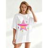 Oversized T Shirt Black Dreams Star Graphic Print For Casual Wear And Street Style