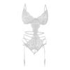 Ladies Erotic Lingerie Sexy Strap Lace Hollow Set Without Steel Rings