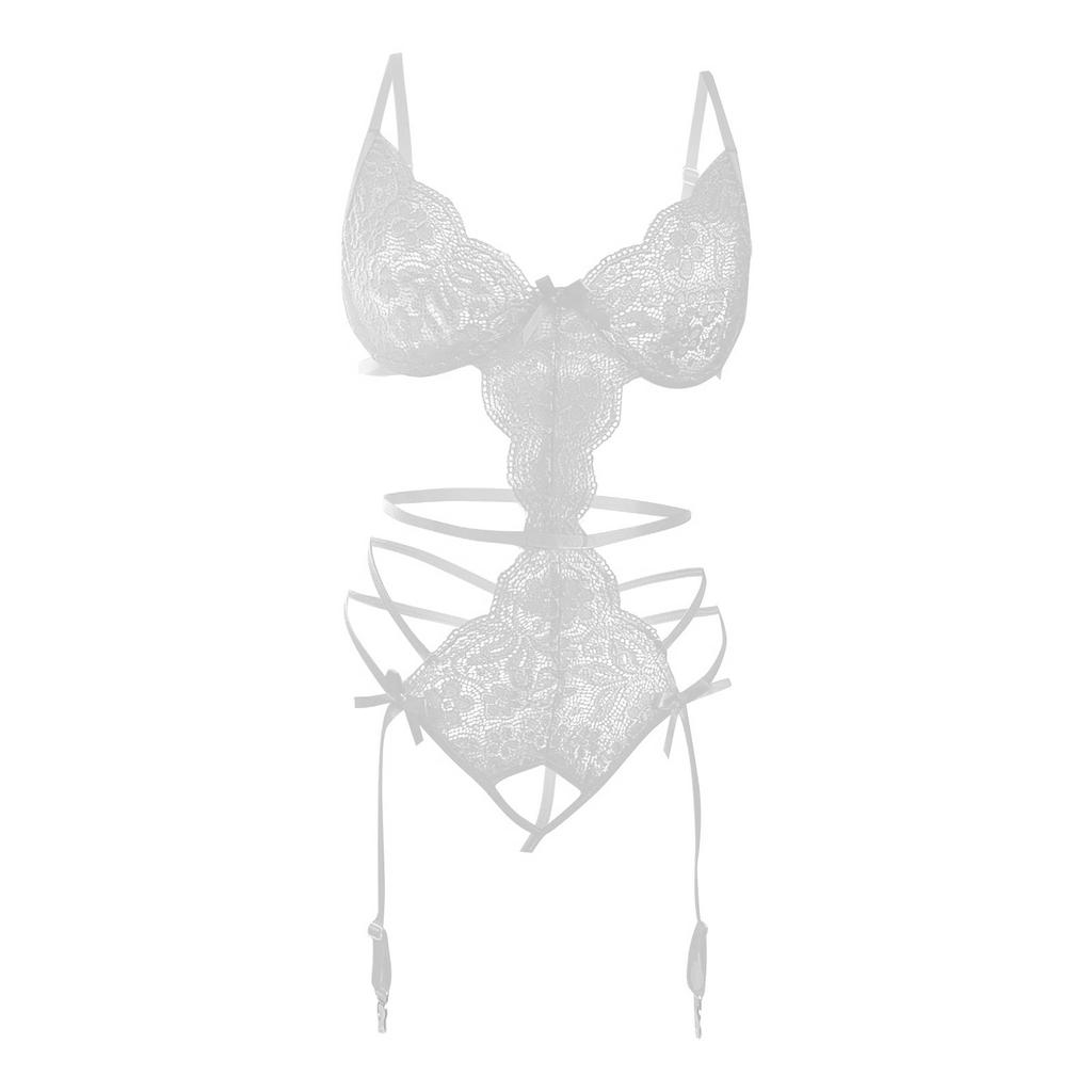 Ladies Erotic Lingerie Sexy Strap Lace Hollow Set Without Steel Rings