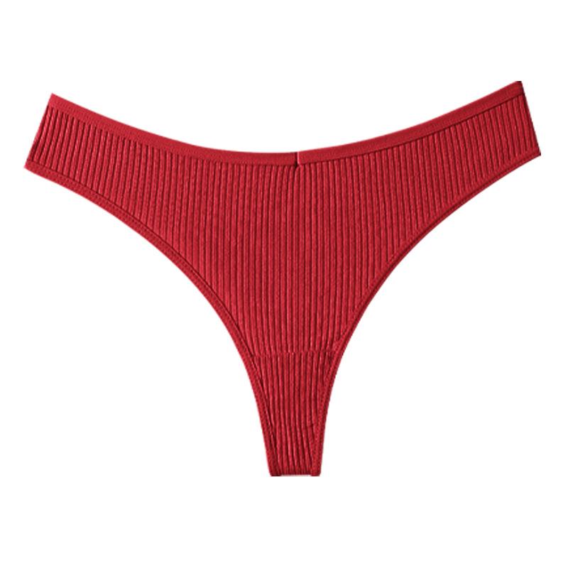 Low Waist Plus Size Solid Color Panties Breathable Sports Triangle Women’s Thong Panties