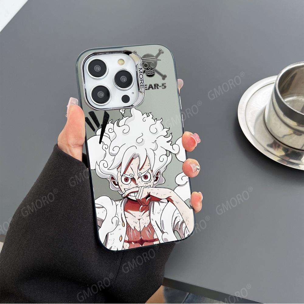 

Преміальний двошаровий кольоровий Sier П ятий рівень Луффі Аніме чохол для телефону One Piece для Iphone 16 15 14 13 12 11 Plus/pro/pro Max for iphone 15 Pro яскраво-червоний