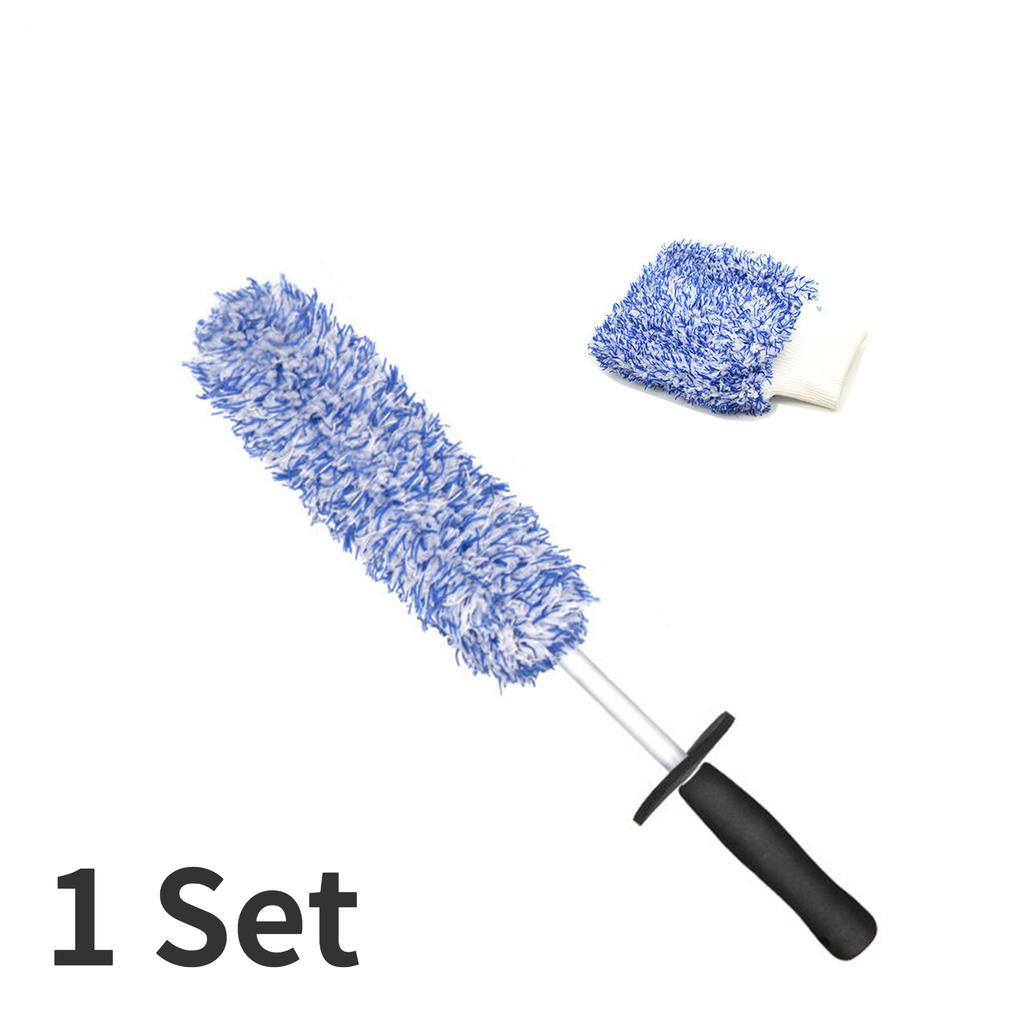2PC Car Wheel Cleaning Brush Tool Microfiber Premium Non-Slip Soft Handle for Washing Wheel Rim Spoke Wheel Spokes Accessories
