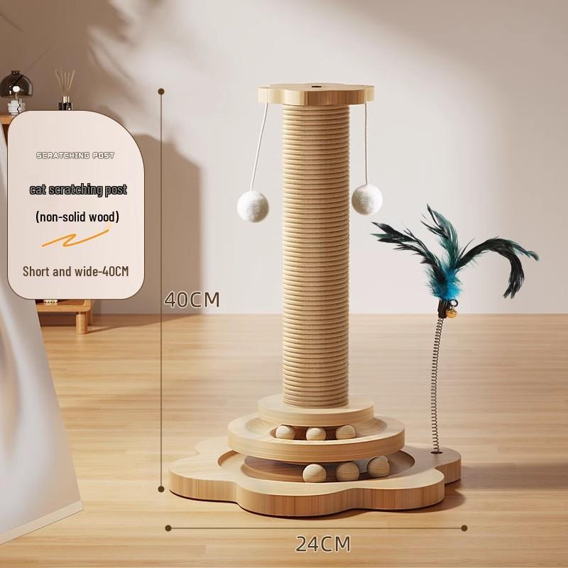 Wear-Resistant Sisal Cat Scratching Board & Teaser Stick - Kitten Toy for Self-Amusement and Boredom Relief. Cat Claw Post