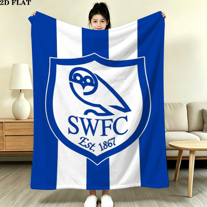 Sheffield Wednesday Druck Flanelldecke, Hohe Qualität, Bequem für alle Jahreszeiten, Heimdekoration, Wärme und Komfort, Perfekt für Weihnachtsgeschenke